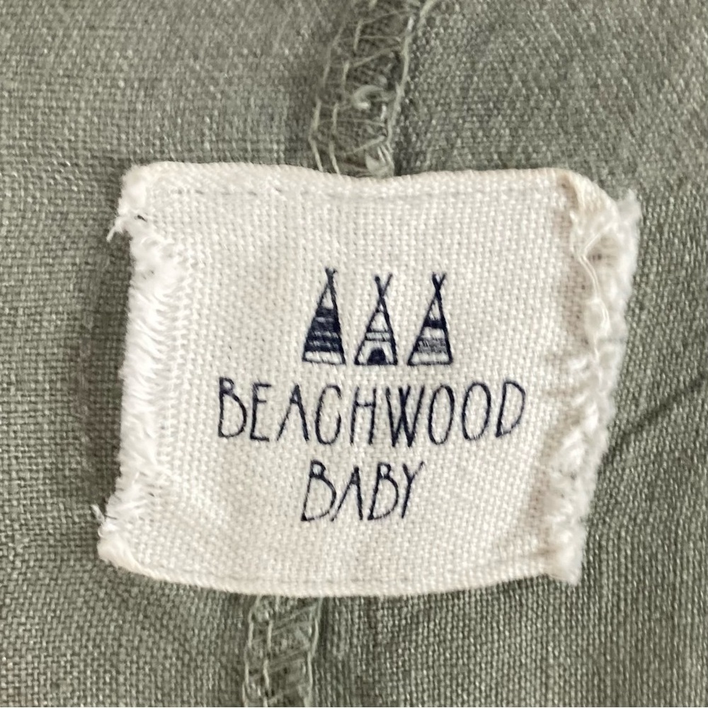 nwot BEACHWOOD BABY Jumpsuit One-Size Linen ITALY Olive Oversized Wide RuchStrap - Picture 4 of 11